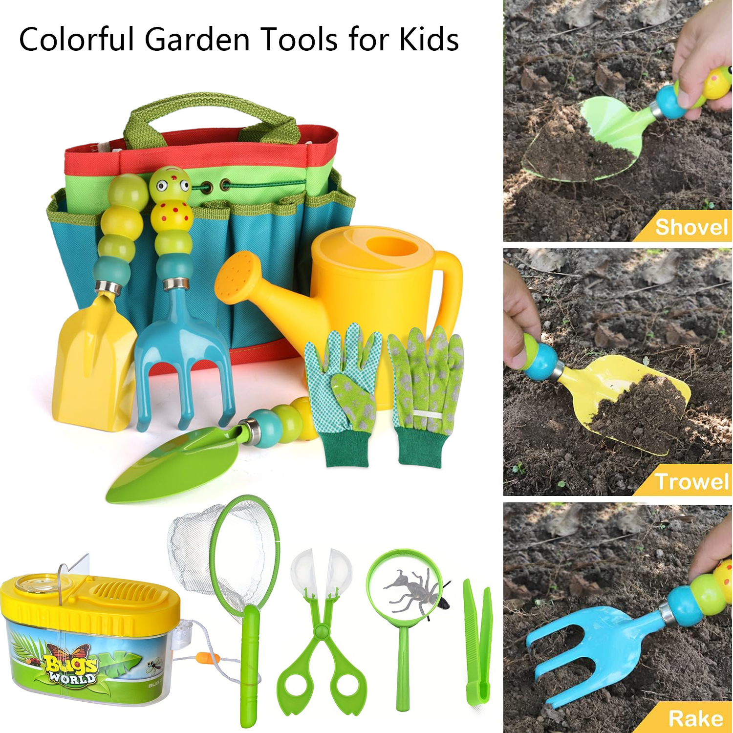 Kids Outdoor Yard Tools - Colorful Garden Tools Toys for children