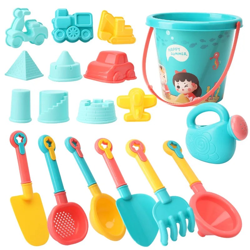 Kids Outdoor Mud Kitchen - 18PCS Beach Toy Set Bucket Seaside