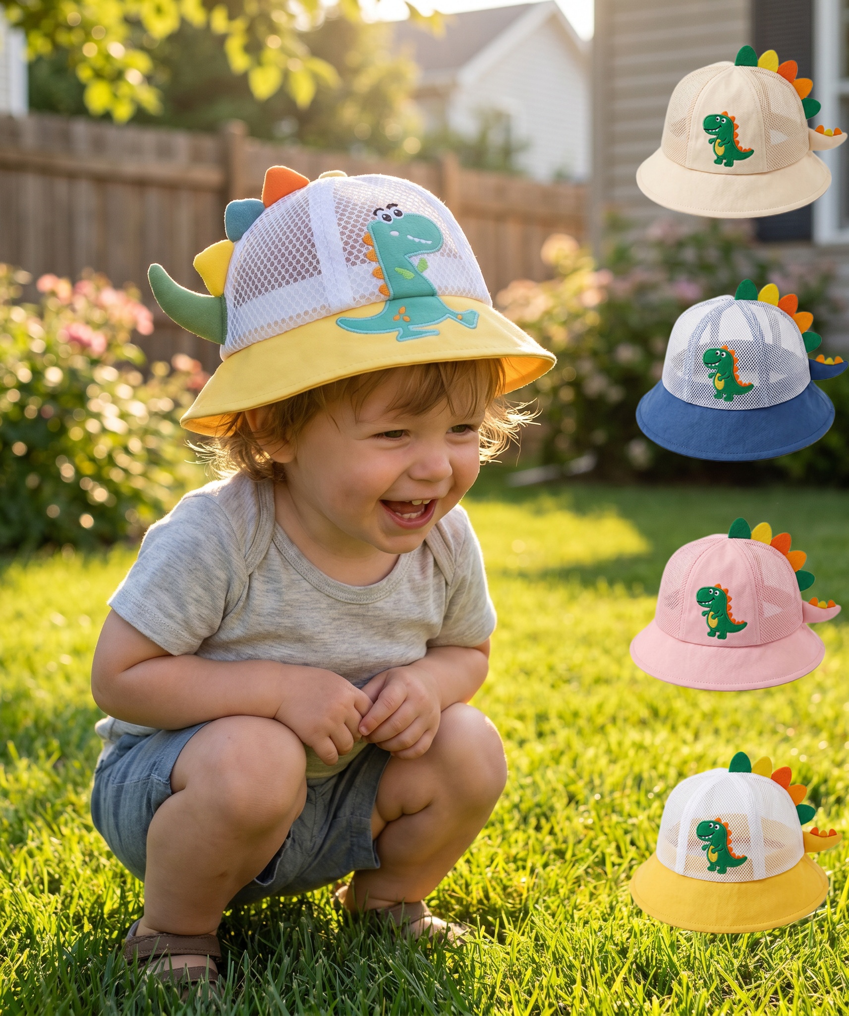 Kids Outdoor Lounge Set - Kids Mesh Hat Boys Sun Protection