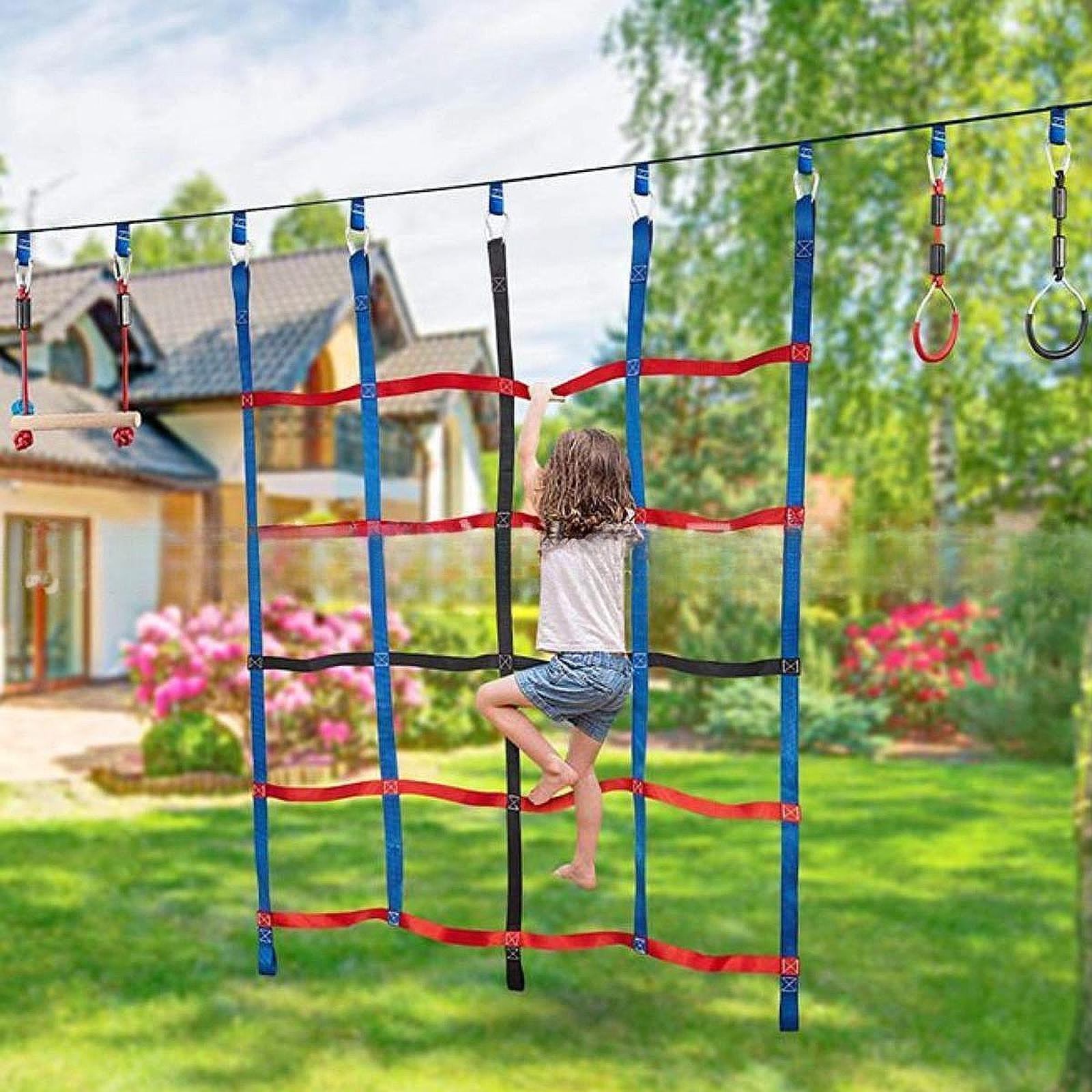 Kids Outdoor Ladder - Kids Outdoor Rainbow Climbing Net Garden