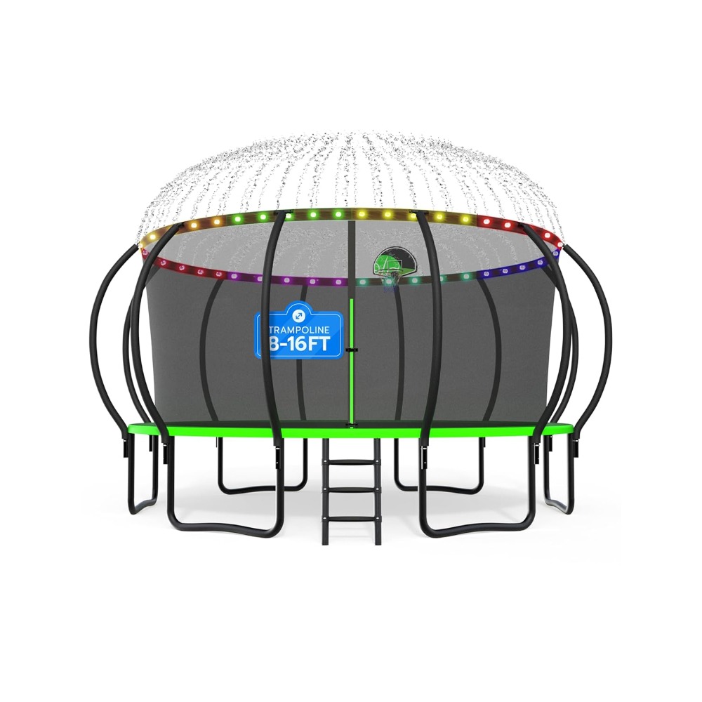 Kids Outdoor Furniture Set - Upgraded 12FT Pumpkin Outdoor Trampoline Set,