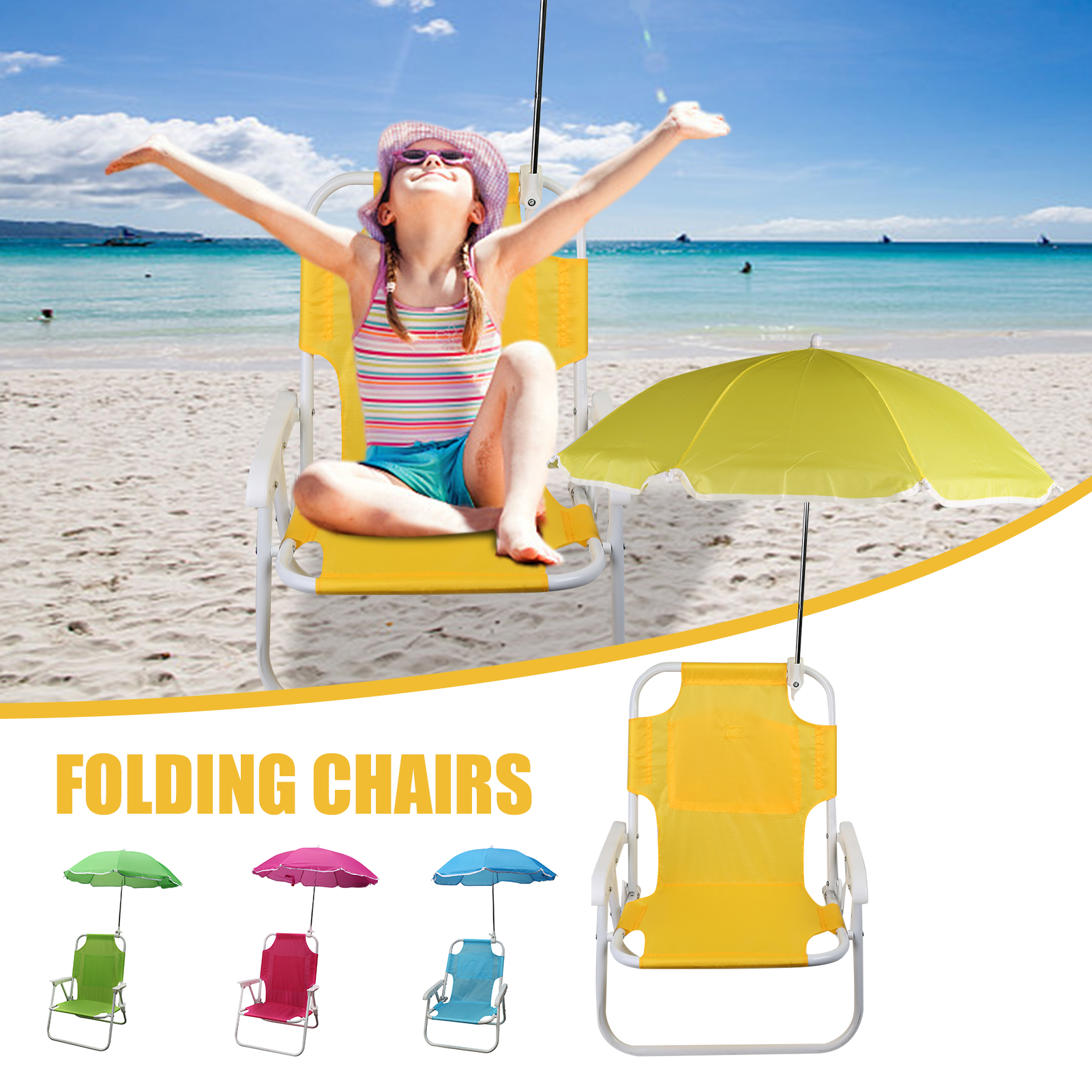 Kids Outdoor Folding Chair - Beach Chairs and Umbrellas Outdoor Beach