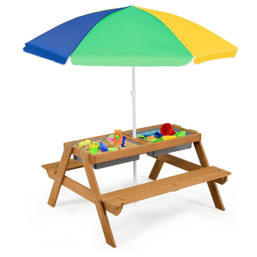 Kids Outdoor Mud Kitchen - Kids Picnic Table, 4 in 1