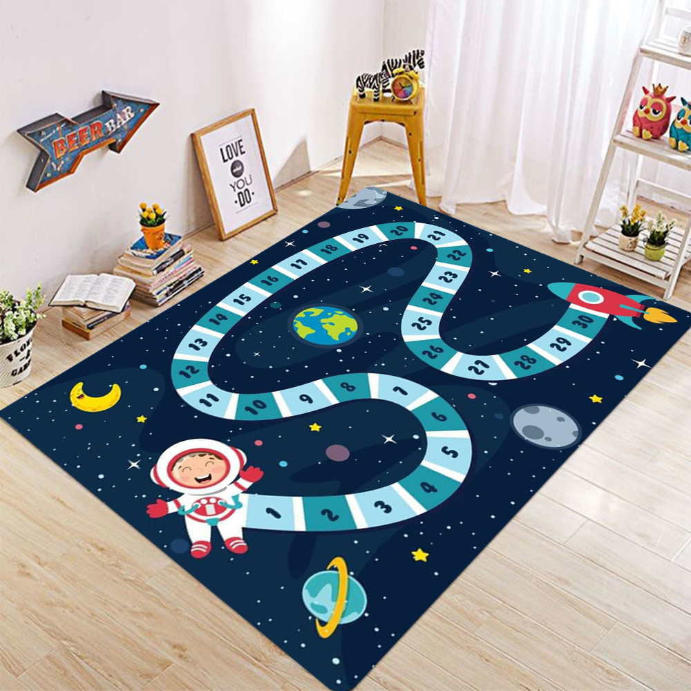 Kids Outdoor Lounge Set - Oversized Snakes Ladders Colorful Rug Carpet