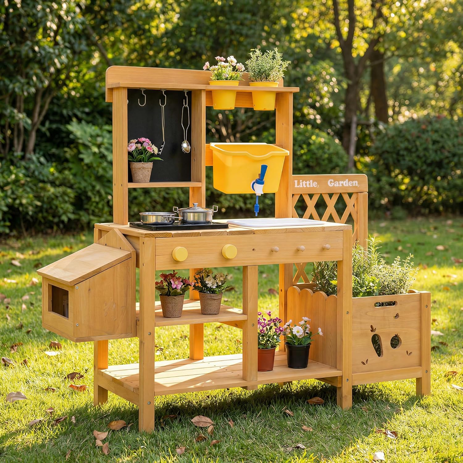 Kids Outdoor Water Play Table - Wooden Mud Kitchen for Kids, Outdoor