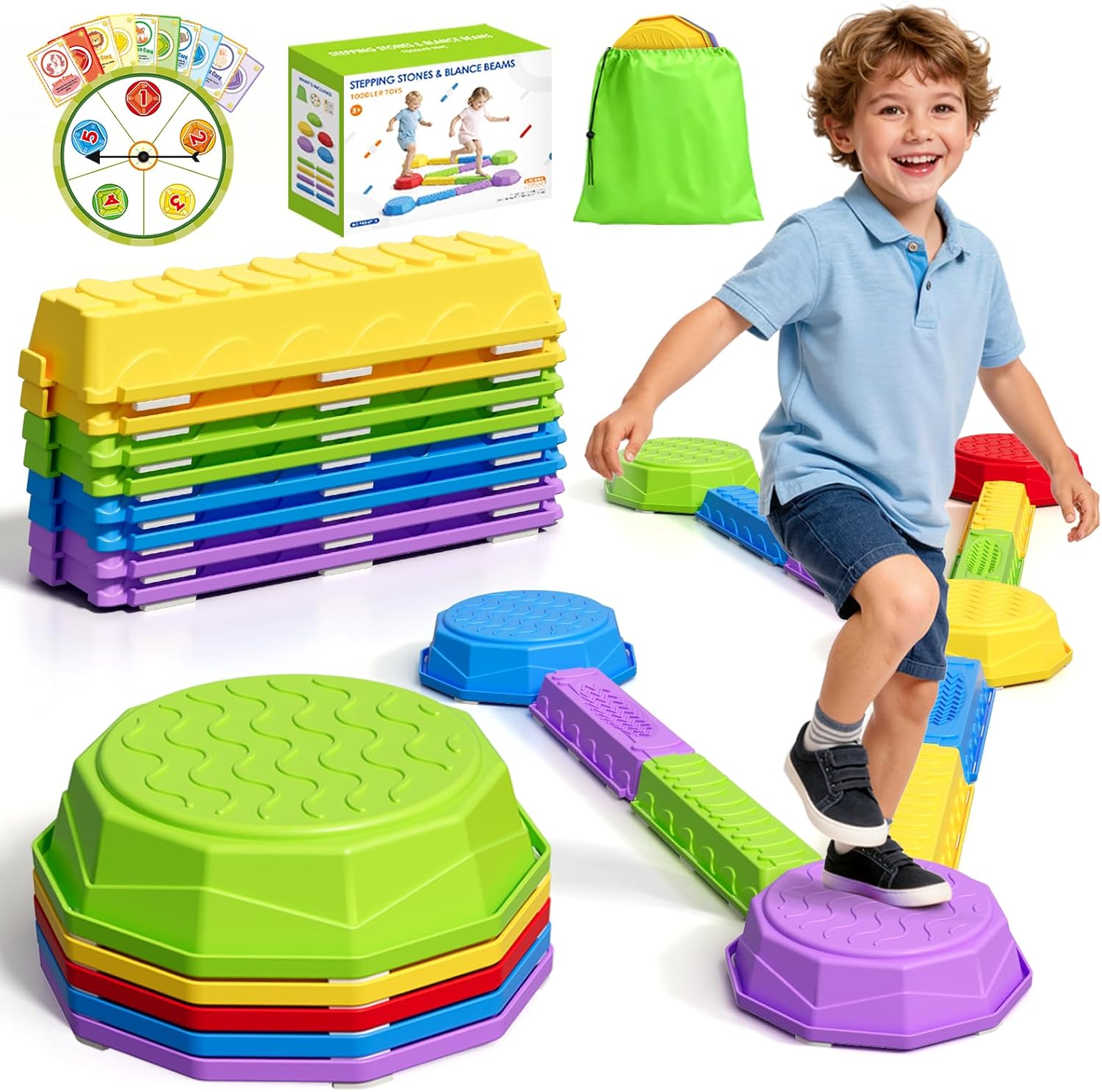 Kids Outdoor Balance Beam - Balance Beams Stepping Stones for Kids,
