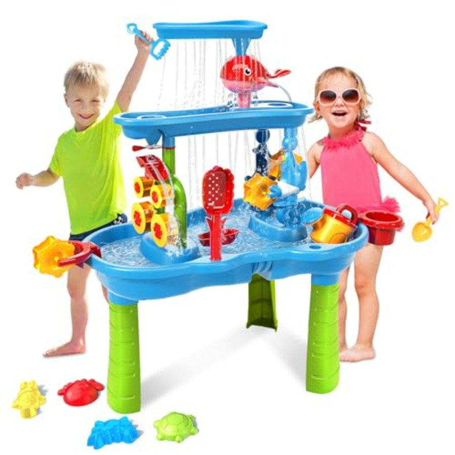 Kids Outdoor Water Play Table - Water Table for Toddlers 3-5 3-Tier