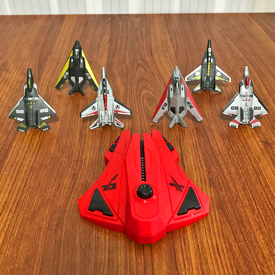 Kids Outdoor Activities - 6pcs Fighter Plane Red Launcher Toy,