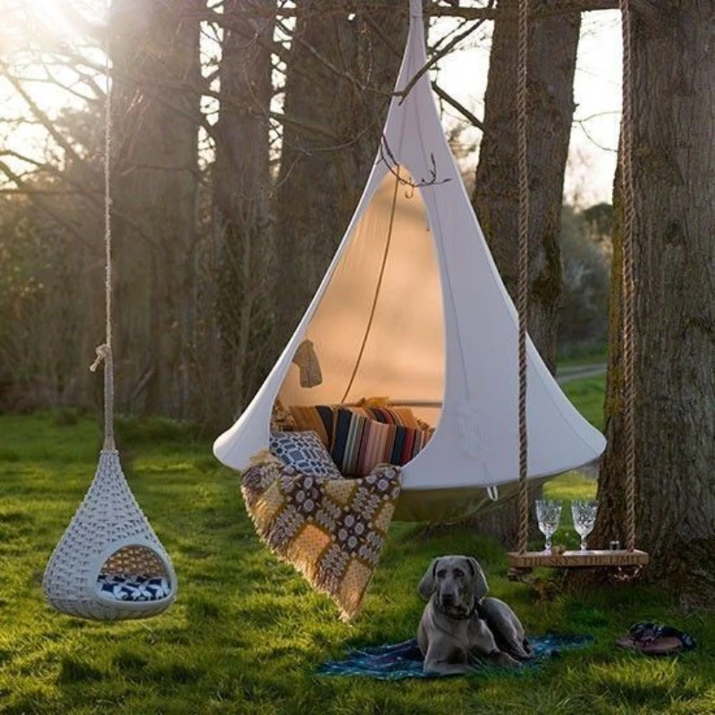 Kids Outdoor Bean Bag Chair - Children Swing Outdoor Garden Camp Hammock