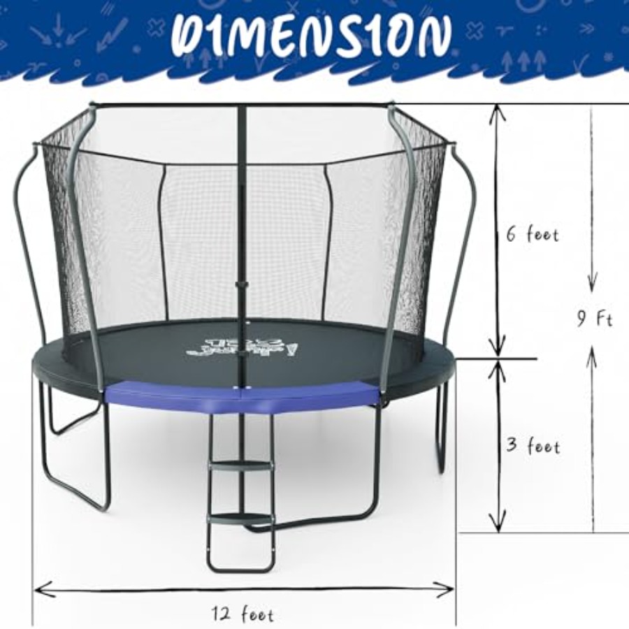 12FT Outdoor Trampoline with E - Kids Outdoor Ladder recension och pris