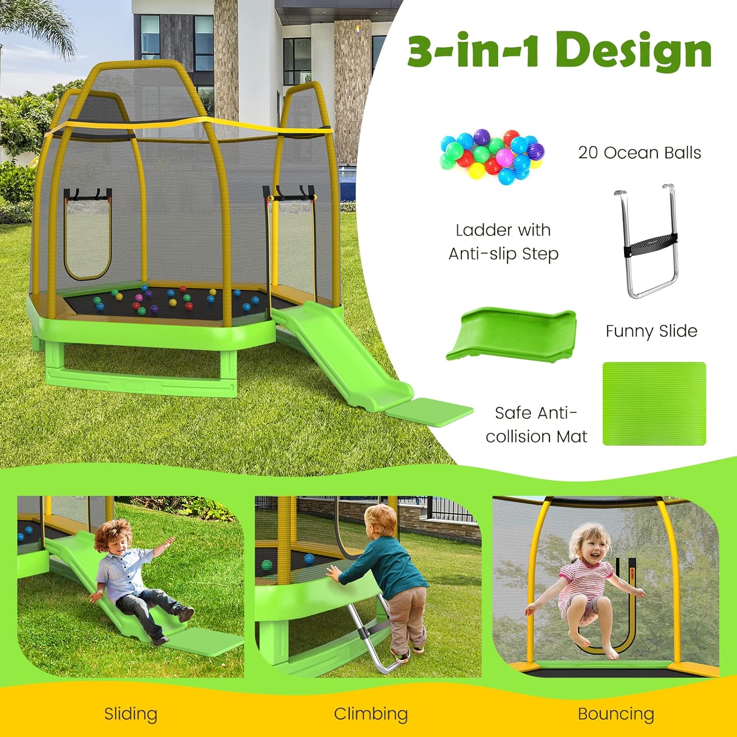 Trampoline for Kids, 7FT Tramp - Kids Outdoor Ladder recension och pris