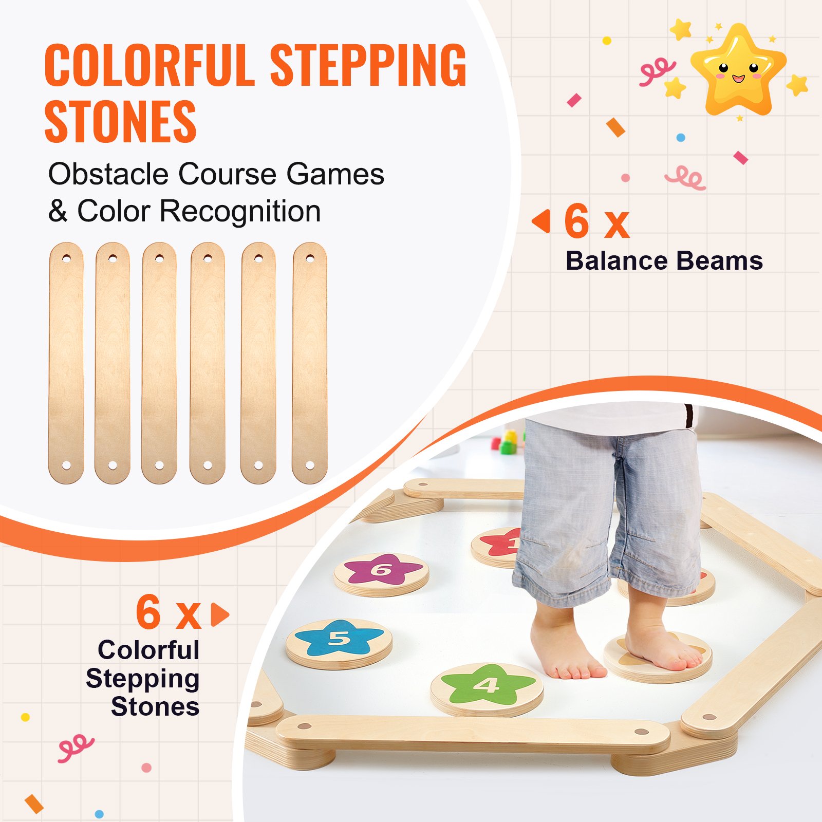 SucceBuy 6PCS Kids Balance Bea - Kids Outdoor Balance Beam recension och pris