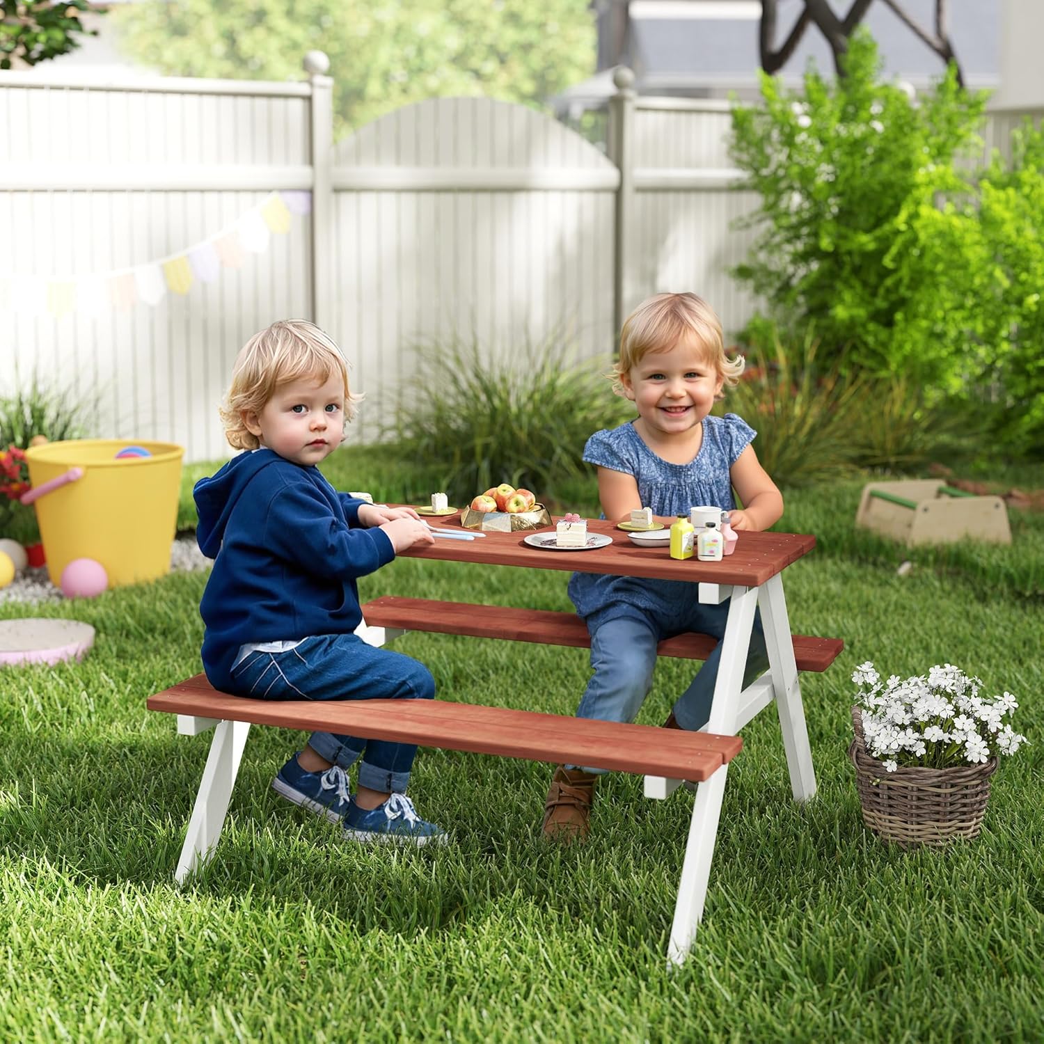 Kids Picnic Table Set, Wooden  - Kids Outdoor Furniture Set recension och pris