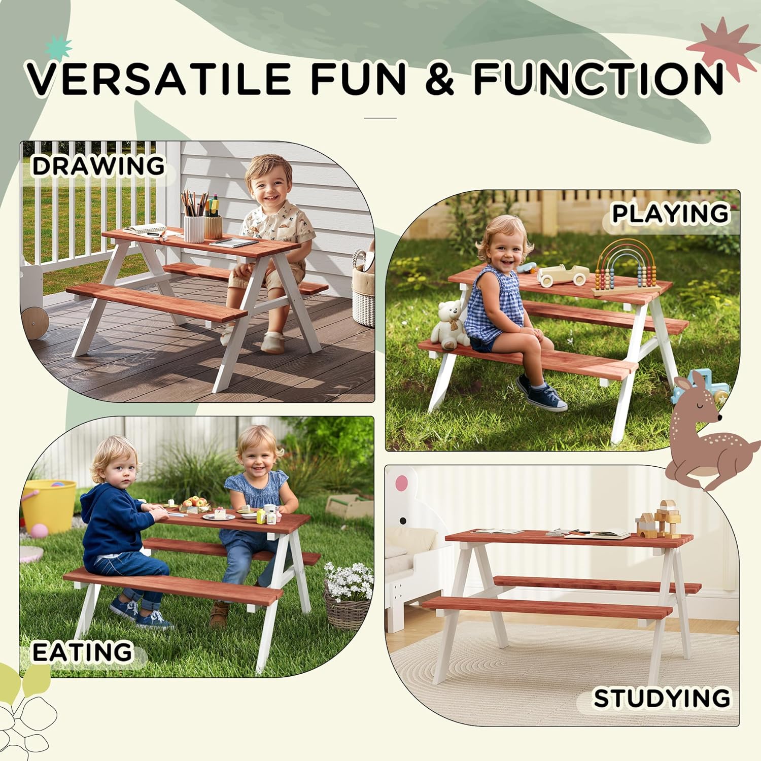 Kids Picnic Table Set, Wooden  - Kids Outdoor Furniture Set recension och pris