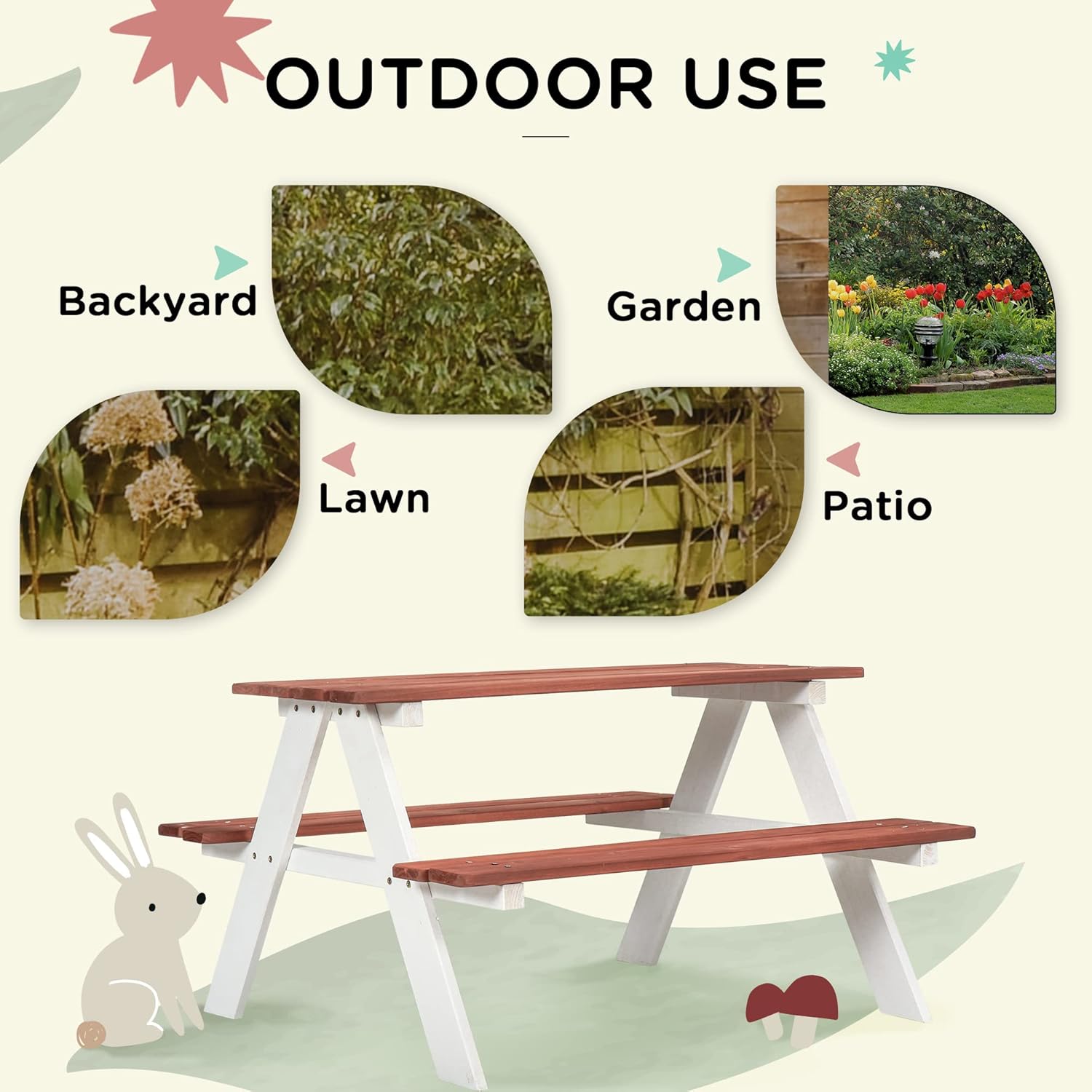 Kids Picnic Table Set, Wooden  - Kids Outdoor Furniture Set recension och pris