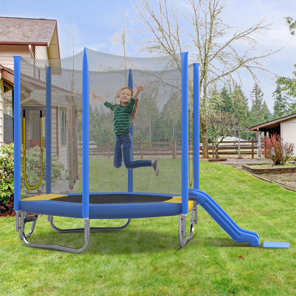 7FT Kids Trampoline with Safet - Kids Outdoor Ladder recension och pris