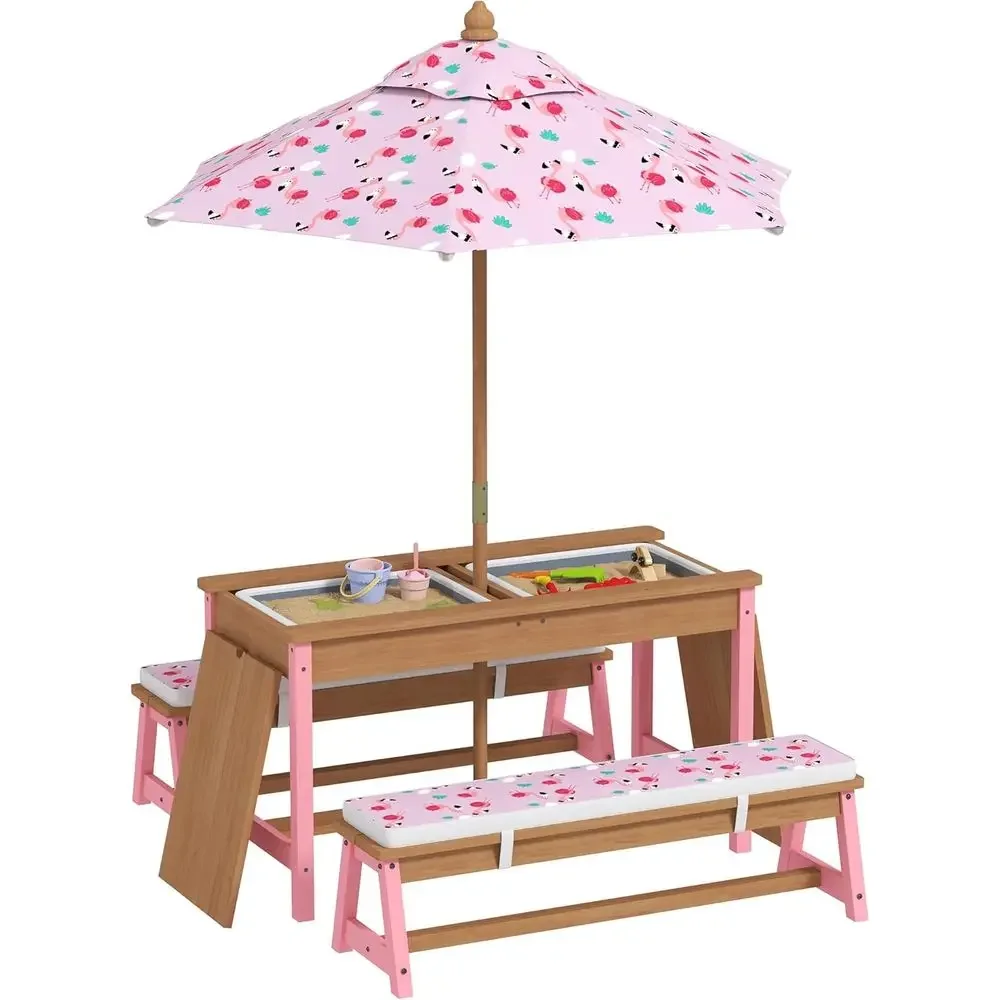 Wooden Picnic Table Set with U - Kids Outdoor Furniture Set recension och pris