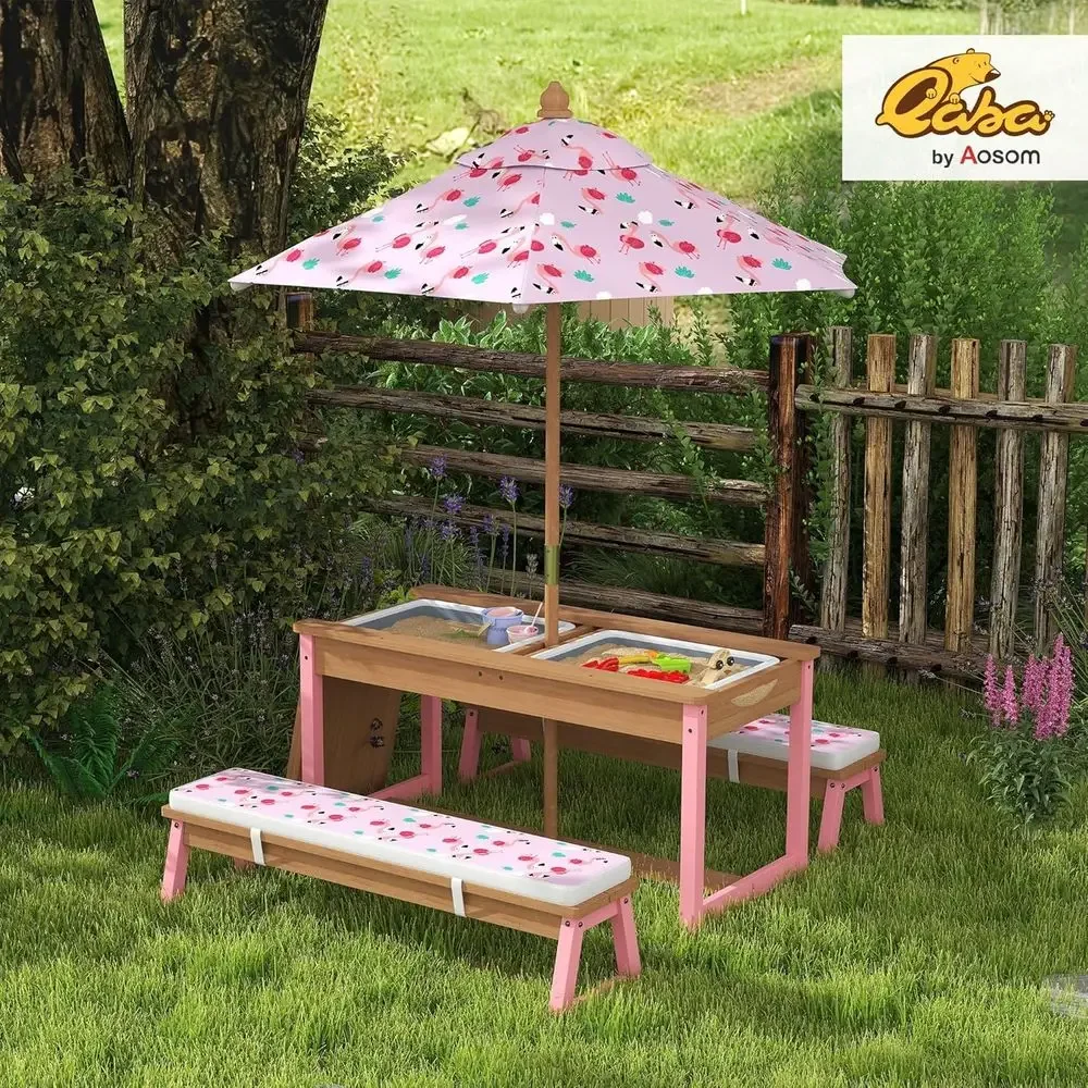 Wooden Picnic Table Set with U - Kids Outdoor Furniture Set recension och pris
