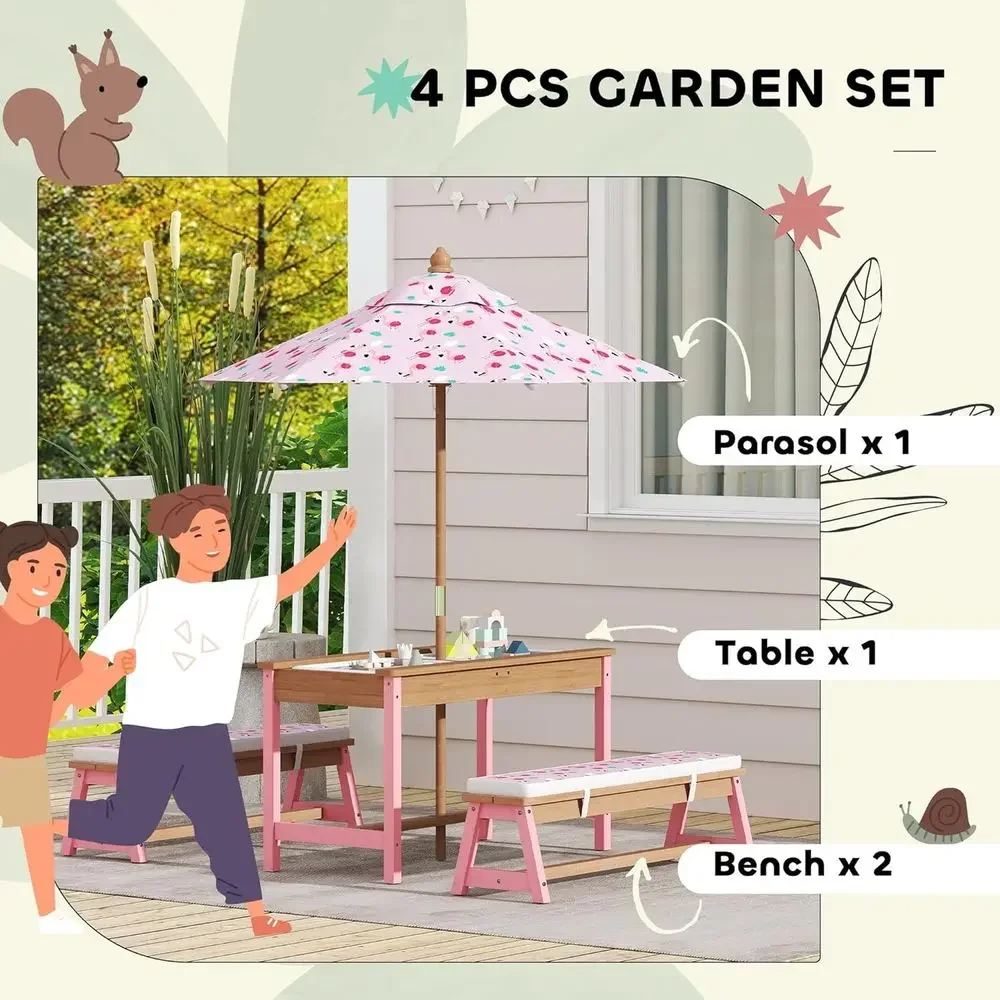 Wooden Picnic Table Set with U - Kids Outdoor Furniture Set recension och pris
