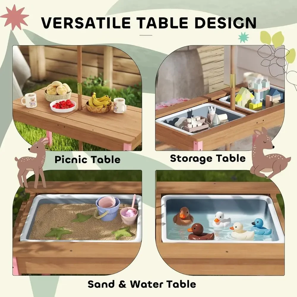 Wooden Picnic Table Set with U - Kids Outdoor Furniture Set recension och pris