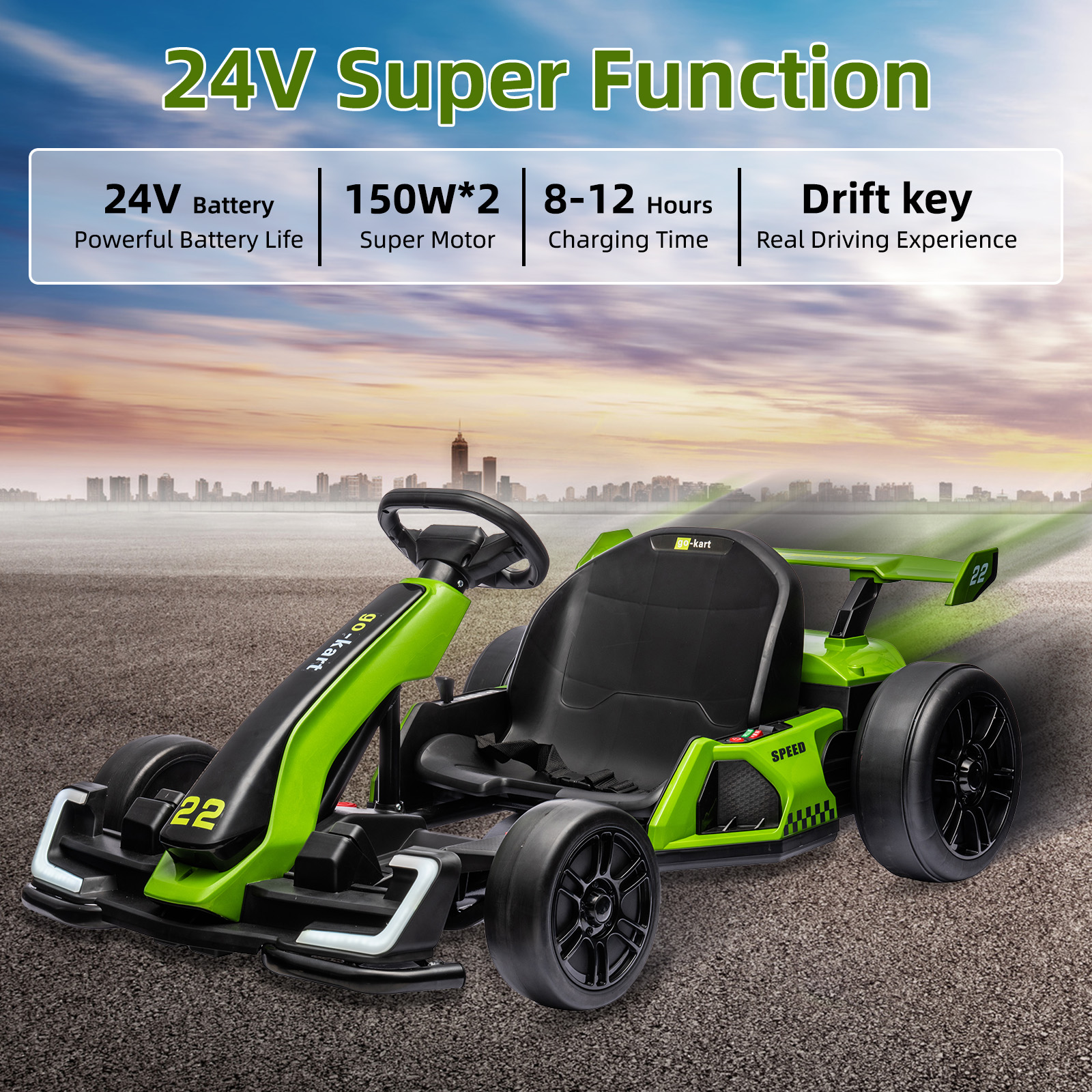 24V Kids Electric Go Kart with - Kids Outdoor Ride On recension och pris