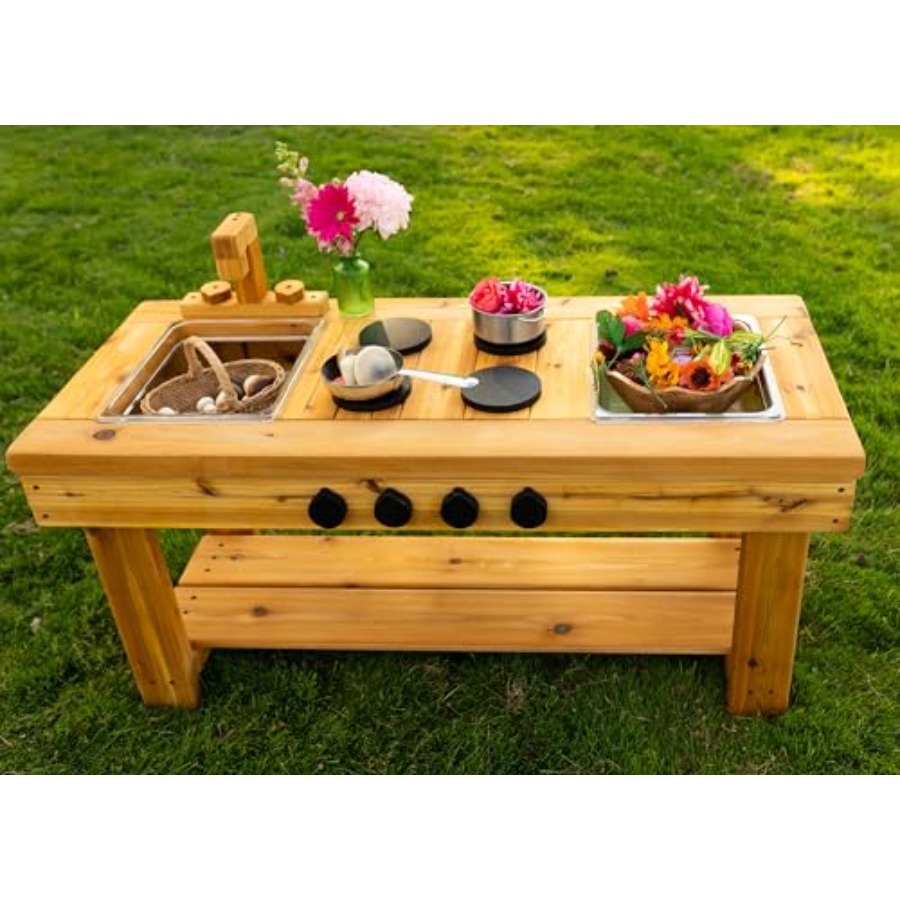Cedar Outdoor Mud Kitchen Cent - Kids Outdoor Sensory Table recension och pris