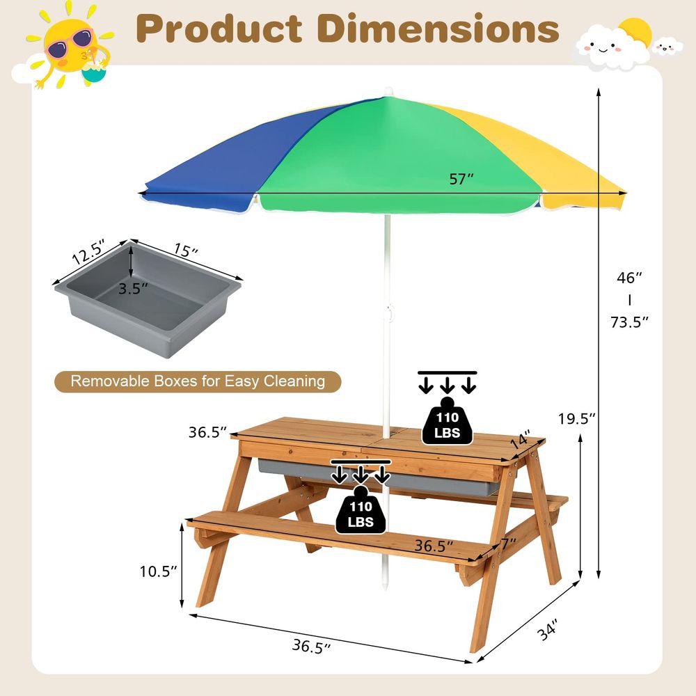 Kids Picnic Table, 4 in 1 Ceda - Kids Outdoor Mud Kitchen recension och pris