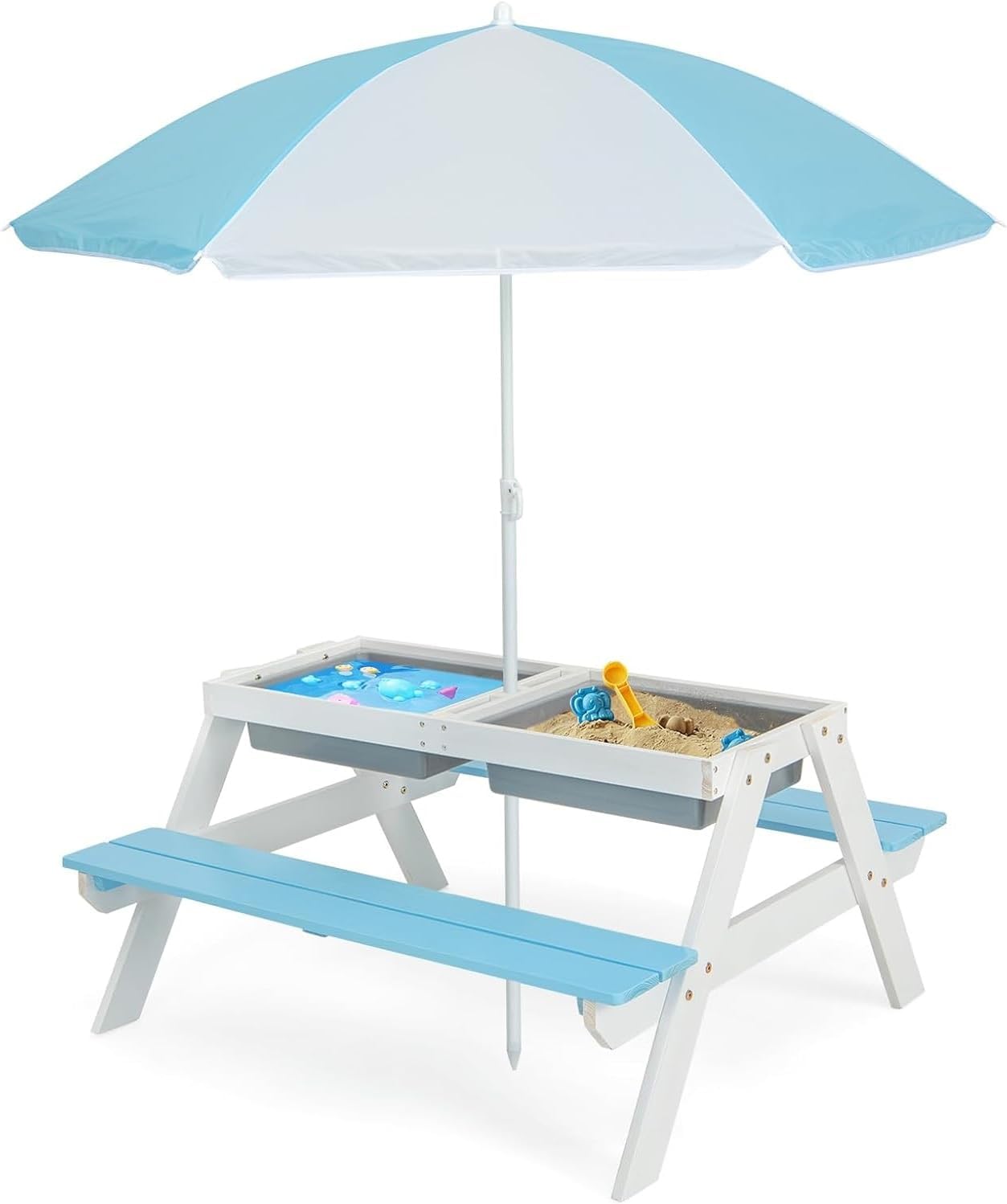 Kids Picnic Table, 4 in 1 Outd - Kids Outdoor Table And Chairs recension och pris