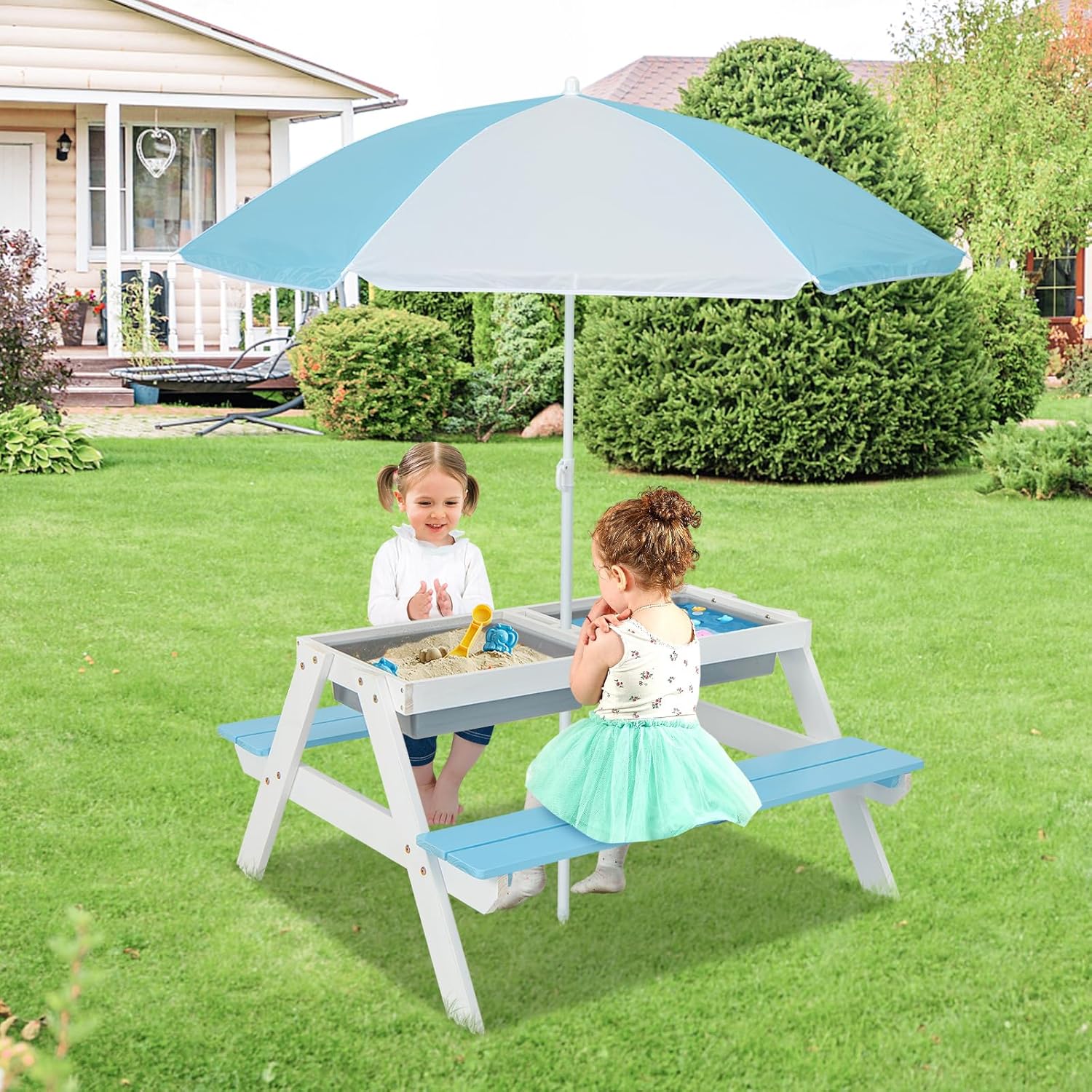Kids Picnic Table, 4 in 1 Outd - Kids Outdoor Table And Chairs recension och pris