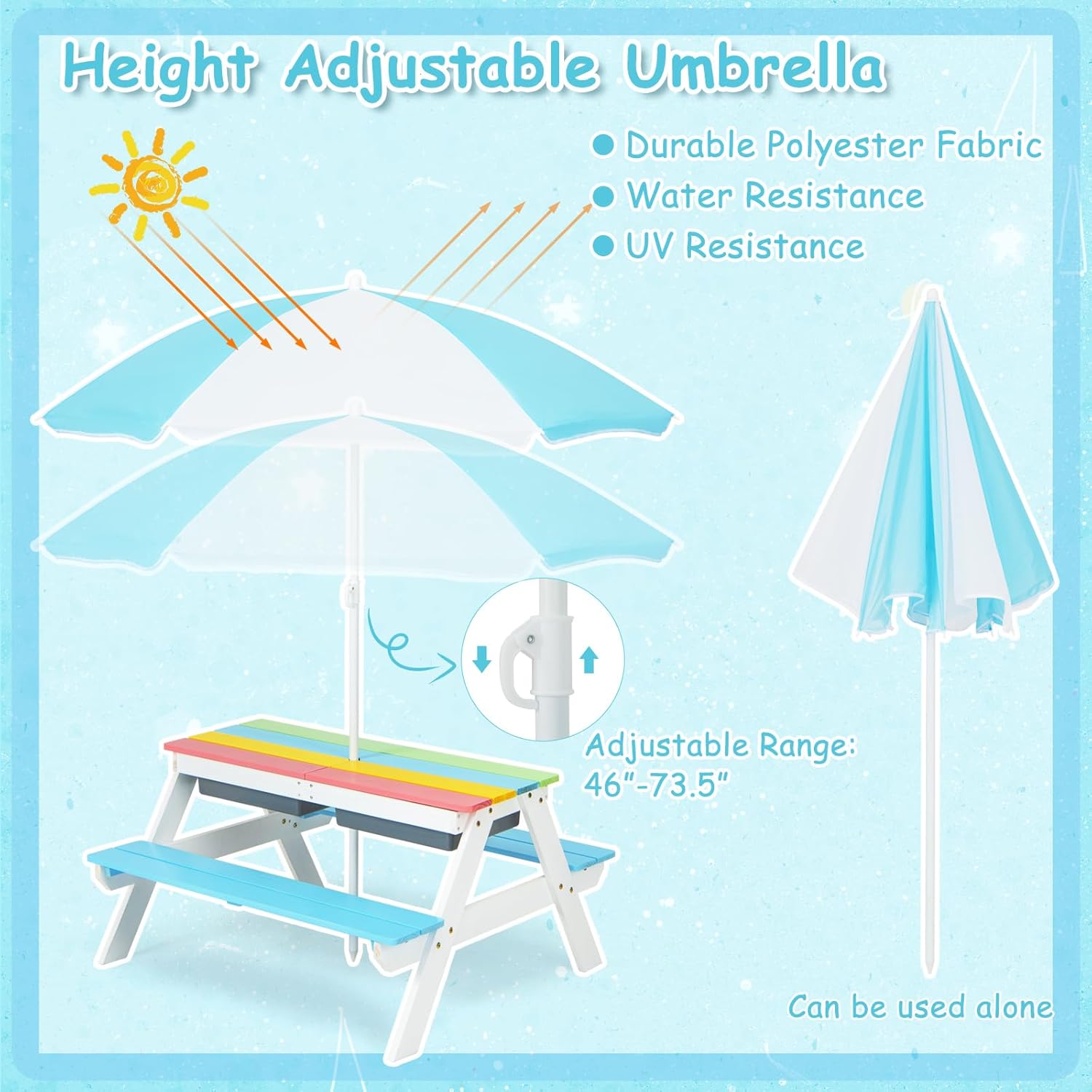 Kids Picnic Table, 4 in 1 Outd - Kids Outdoor Table And Chairs recension och pris