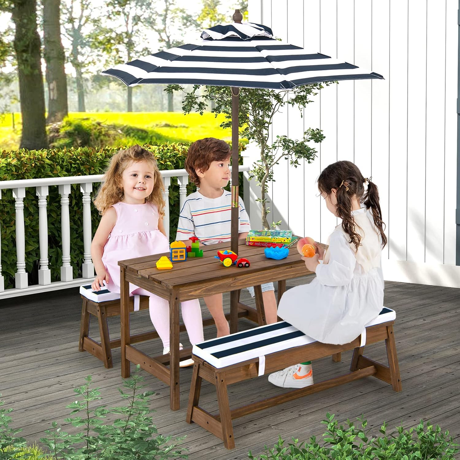 Height Adjustable Wooden Kids  - Kids Outdoor Furniture Set recension och pris