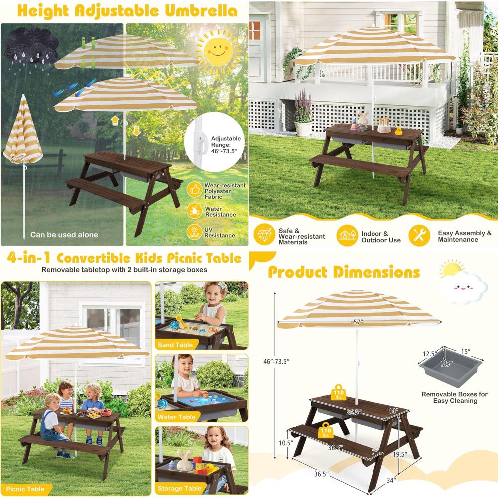 Kids Picnic Table with Sensory - Kids Outdoor Sensory Table recension och pris