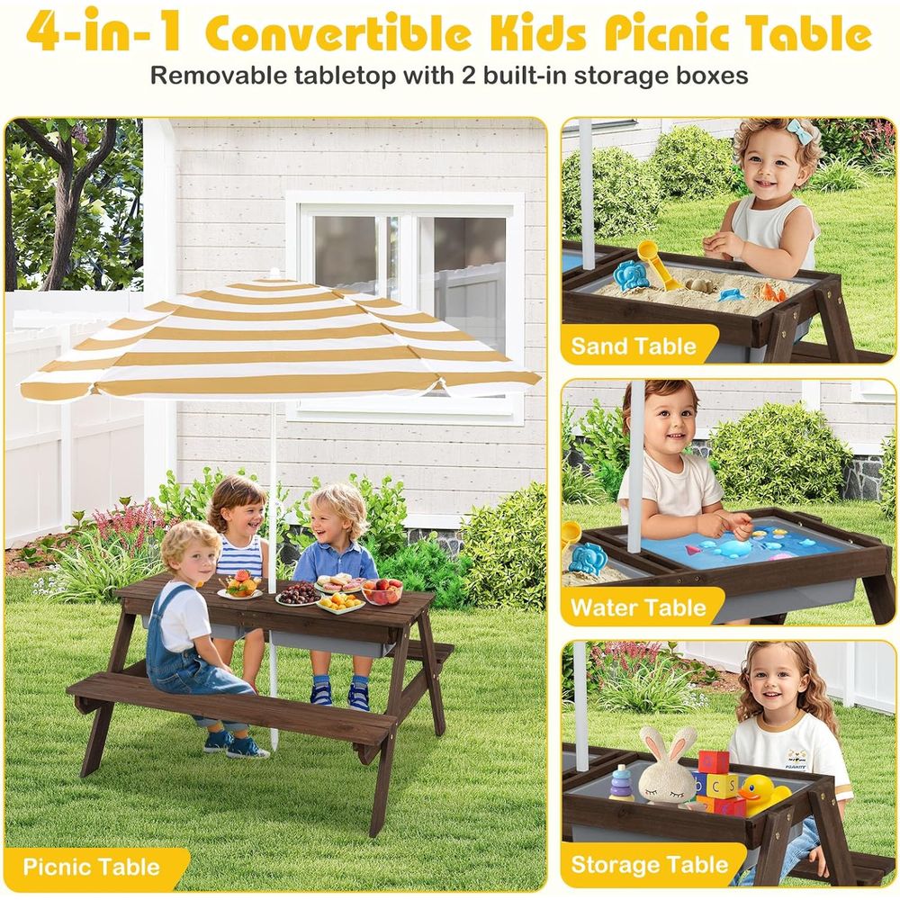 Kids Picnic Table with Sensory - Kids Outdoor Sensory Table recension och pris