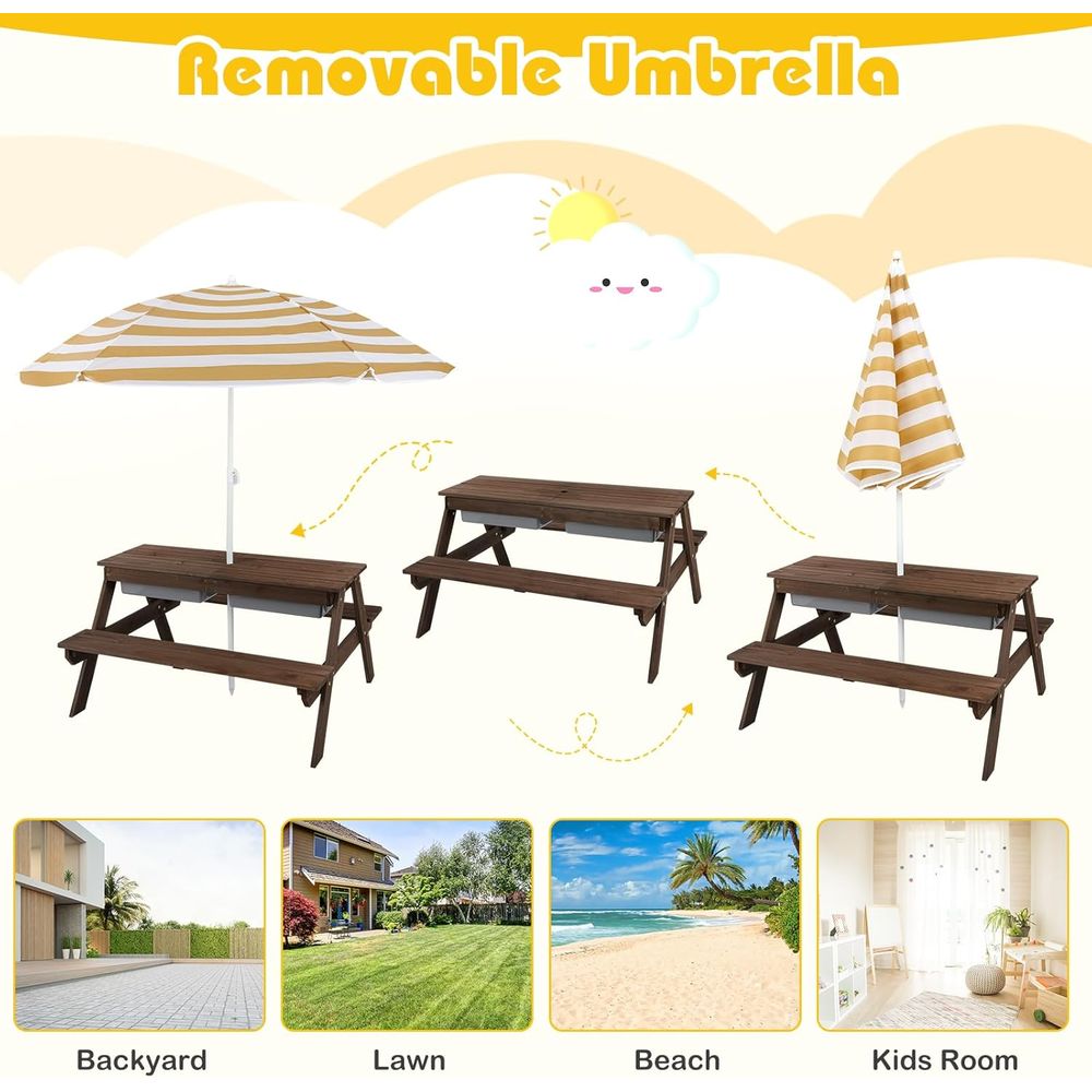 Kids Picnic Table with Sensory - Kids Outdoor Sensory Table recension och pris