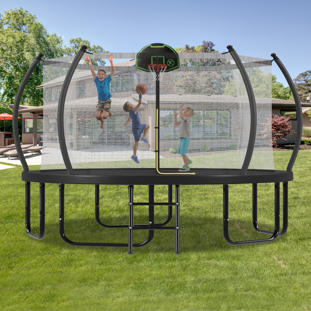 12FT Trampoline with Basketbal - Kids Outdoor Ladder recension och pris