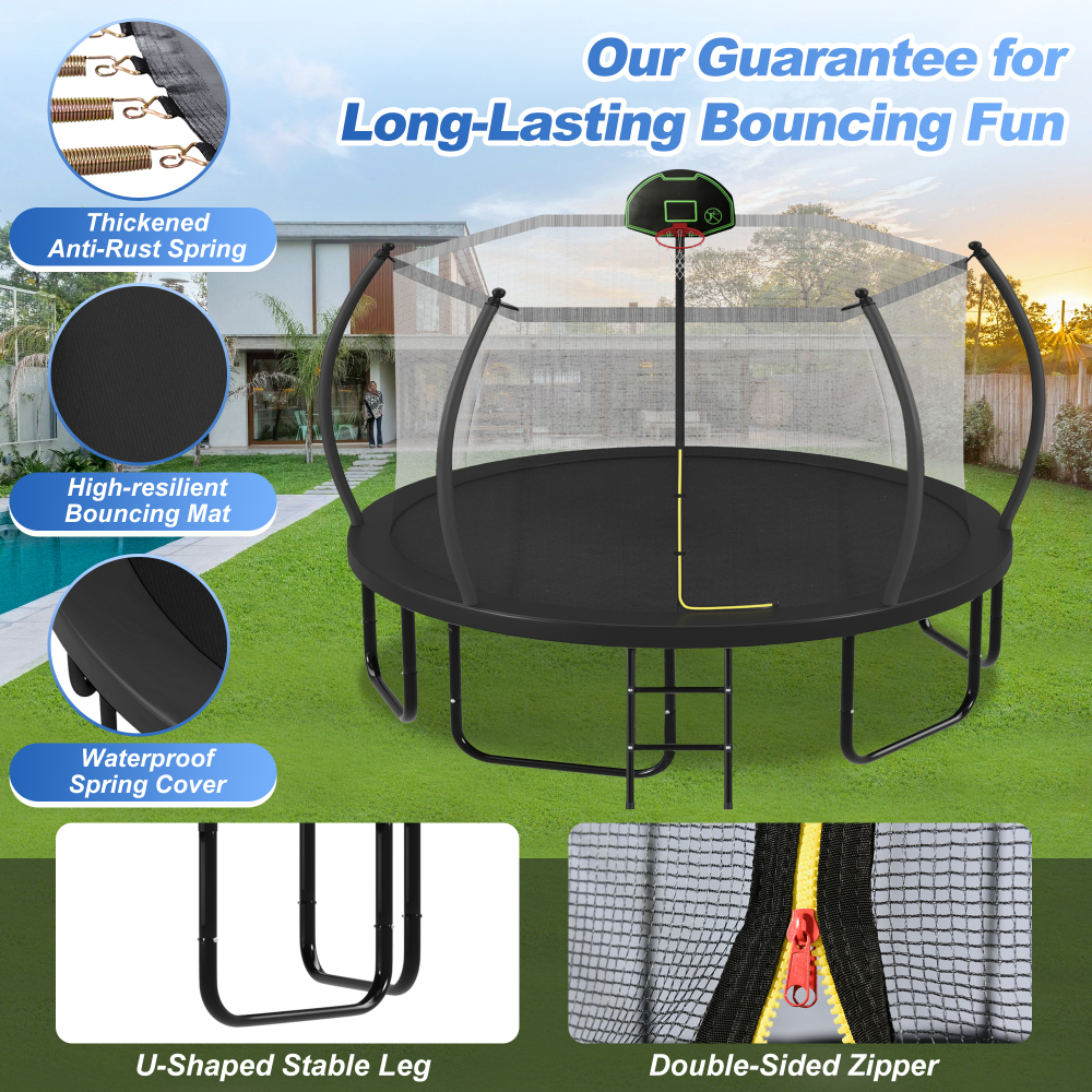 12FT Trampoline with Basketbal - Kids Outdoor Ladder recension och pris