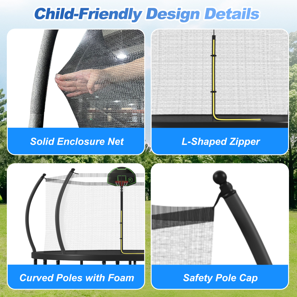 12FT Trampoline with Basketbal - Kids Outdoor Ladder recension och pris