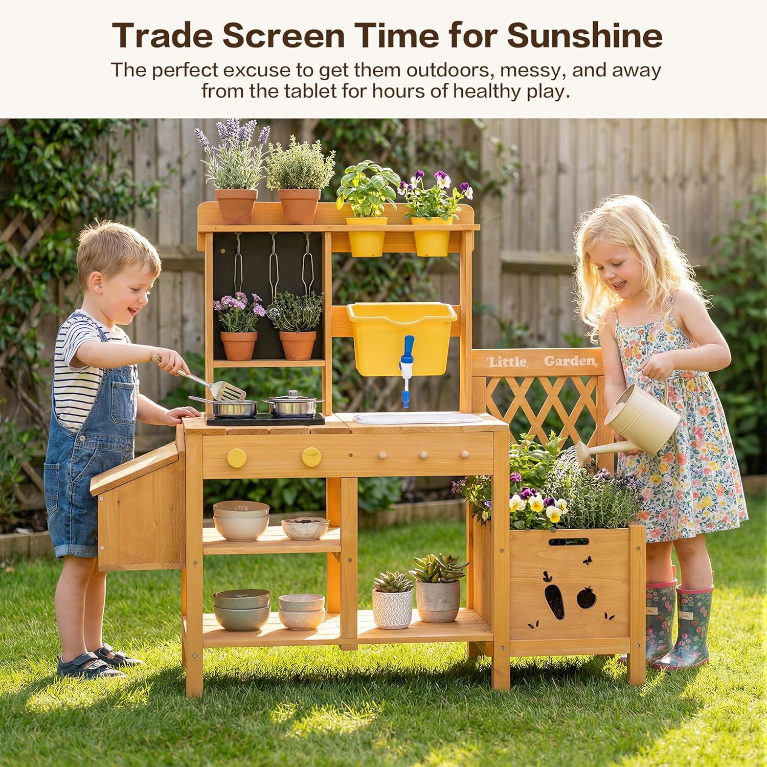 Wooden Mud Kitchen for Kids, O - Kids Outdoor Water Play Table recension och pris
