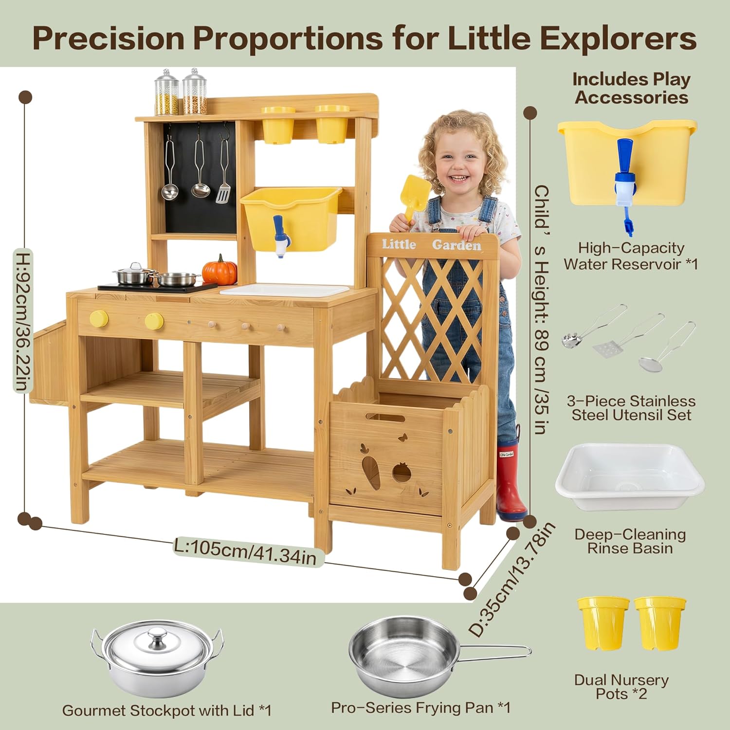 Wooden Mud Kitchen for Kids, O - Kids Outdoor Water Play Table recension och pris