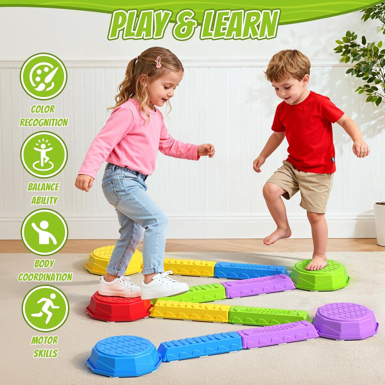 Balance Beams Stepping Stones  - Kids Outdoor Balance Beam recension och pris