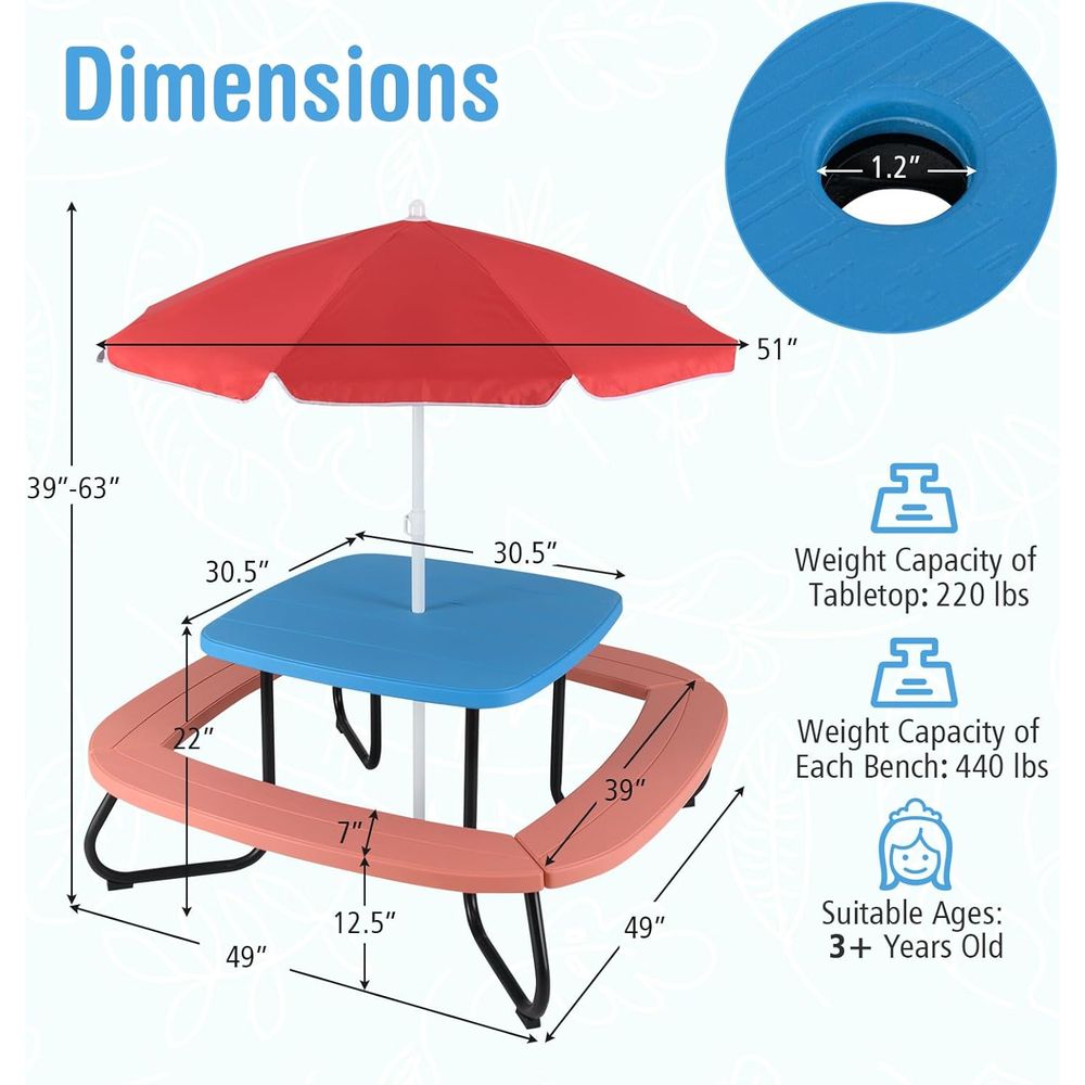 Kids Picnic Table, 8 Person To - Kids Outdoor Table And Chairs recension och pris