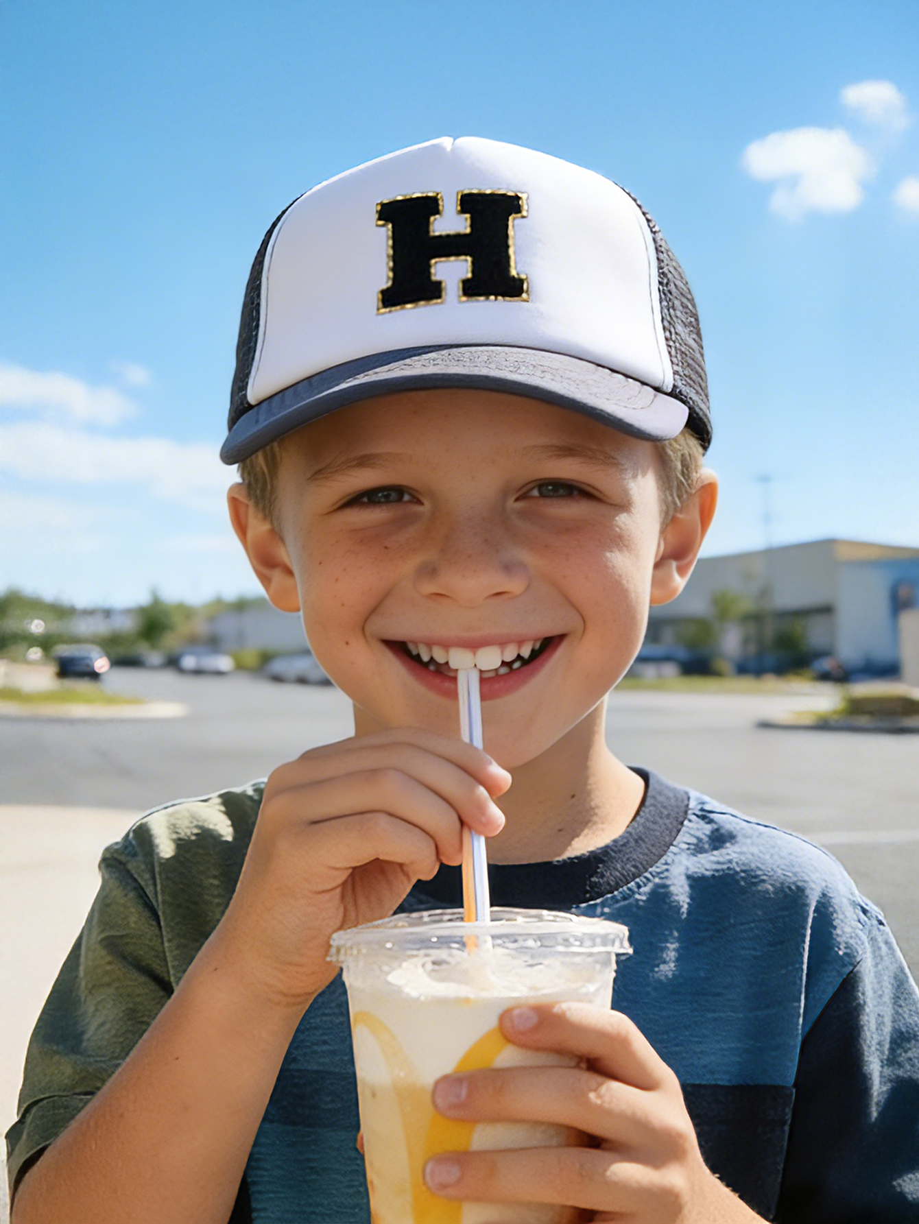 1pc Gray Hat With 26-Letter Pa - Kids Outdoor Activities recension och pris