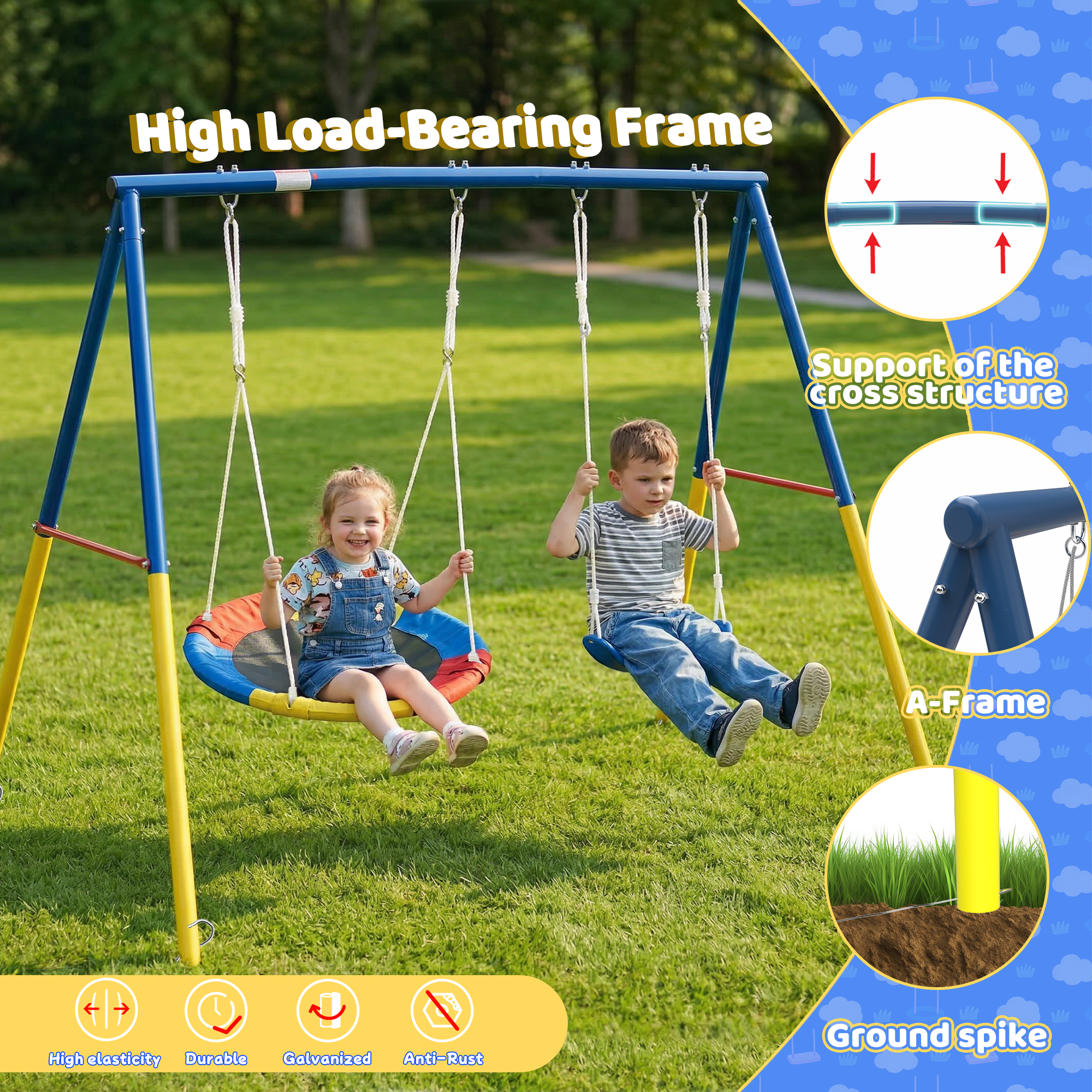Outdoor Swing Set with Backyar - Kids Outdoor Ride On recension och pris