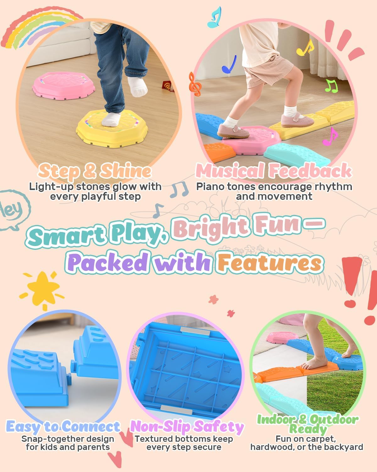 13PCS Light-Up & Musical Balan - Kids Outdoor Balance Beam recension och pris